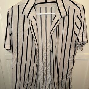 Express Black and White Striped Casual Shirt